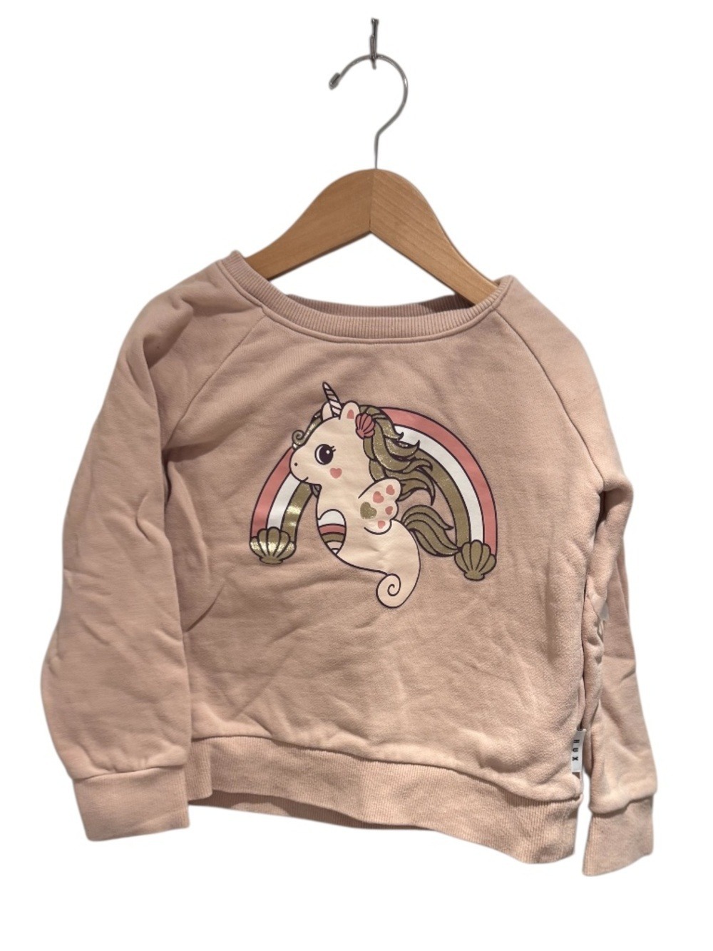 HUX / HUXBABY Narwal/Unicorn print pink sweatshirt - size 4